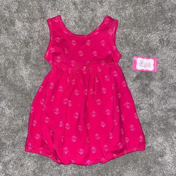 18m NWT Ricrac & Ruffles Baby Girls Fuchsia Pink Knit One Piece Bubble Romper - Picture 3 of 5